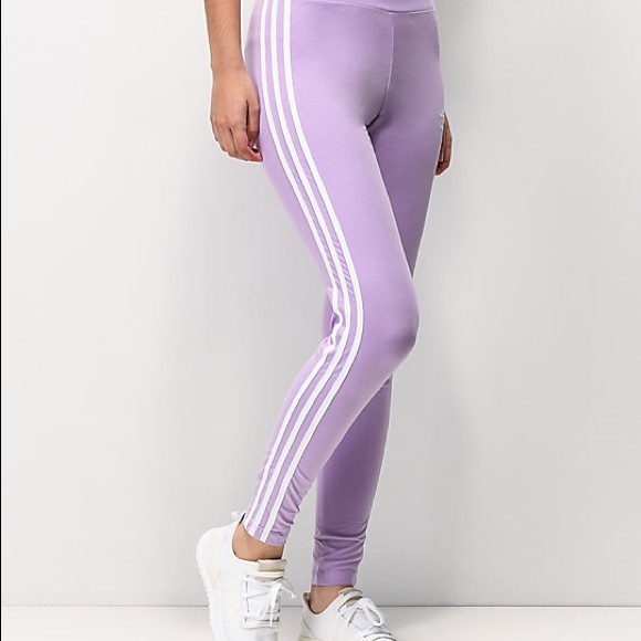 COPY - Purple/Lilac Adidas Three Stripe Leggings - Picture 3 of 3